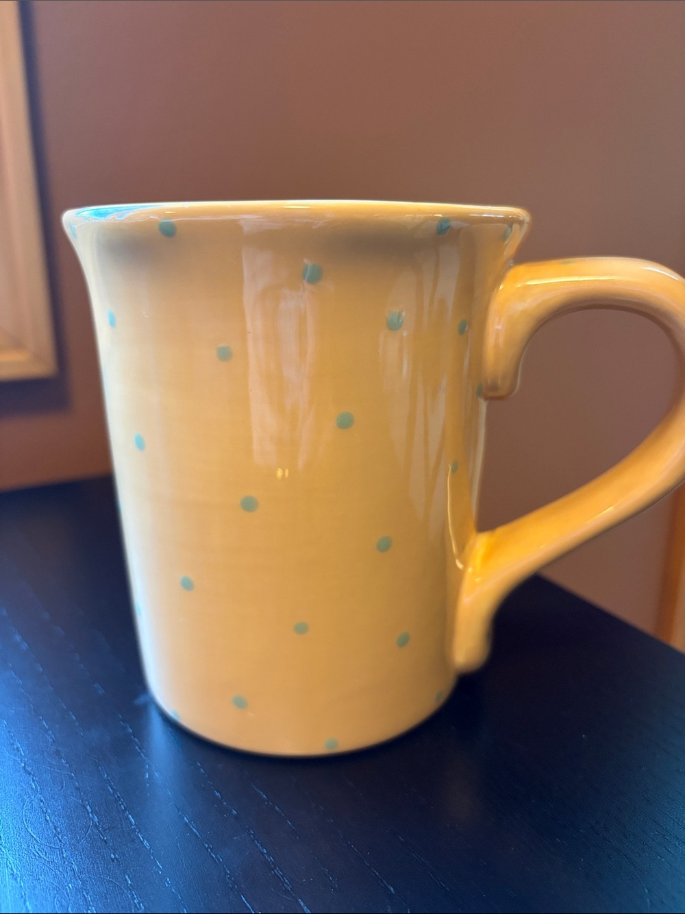 At Home America Mug Worchester Rooster Collection Yellow Green Dots Lg. Capacity